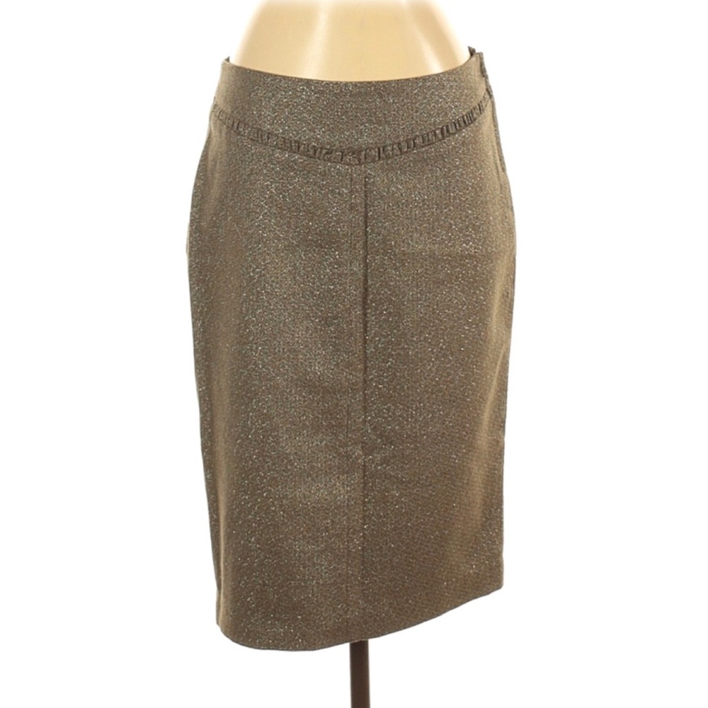 Club Monaco Gold Green Shimmer Wool Pencil Skirt